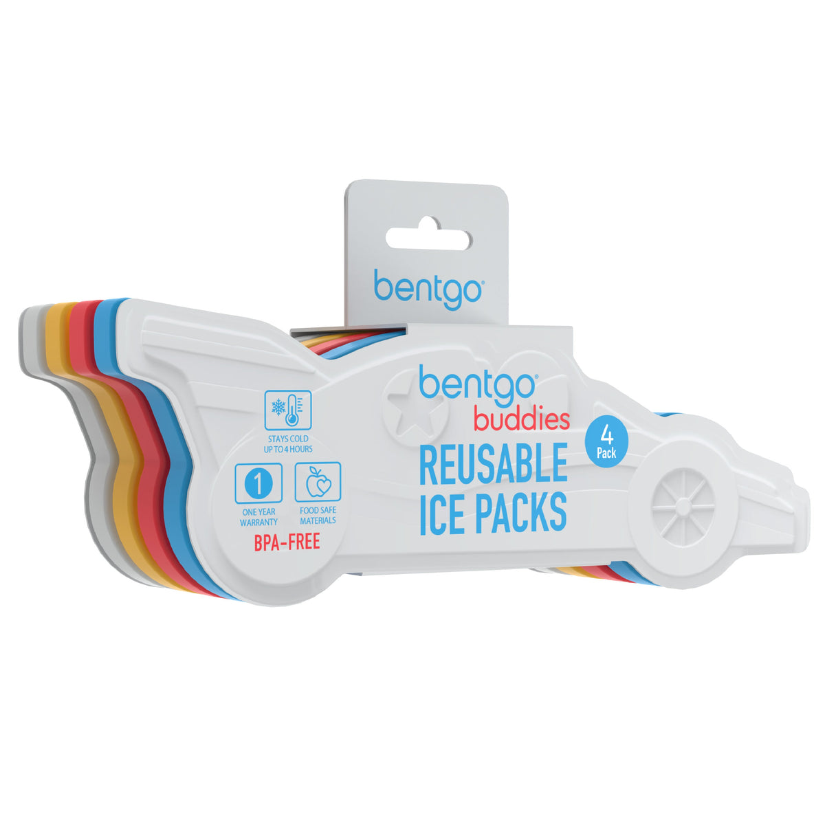 Bentgo Buddies Reusable Ice Packs (4-Pack) - Race Cars | Packaging