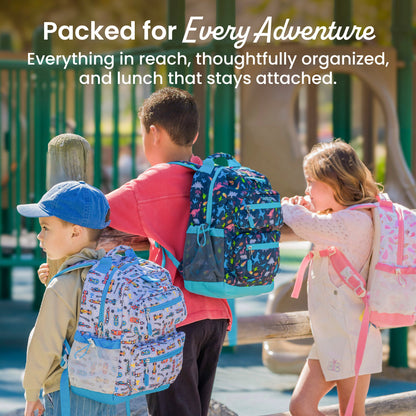 Bentgo Kids Prints Backpack - Trucks | Packed For Every Adventure - Everything In Reach, Thoughtfully Organized, And Lunch That Stays Attached