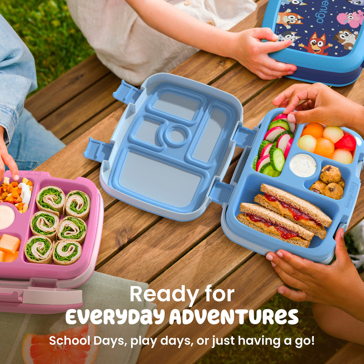Bentgo + Bluey Kids Prints Lunch Box - Play Day | Ready For Everyday Adventures - School Days, Play Days, Or Just Having A Go!