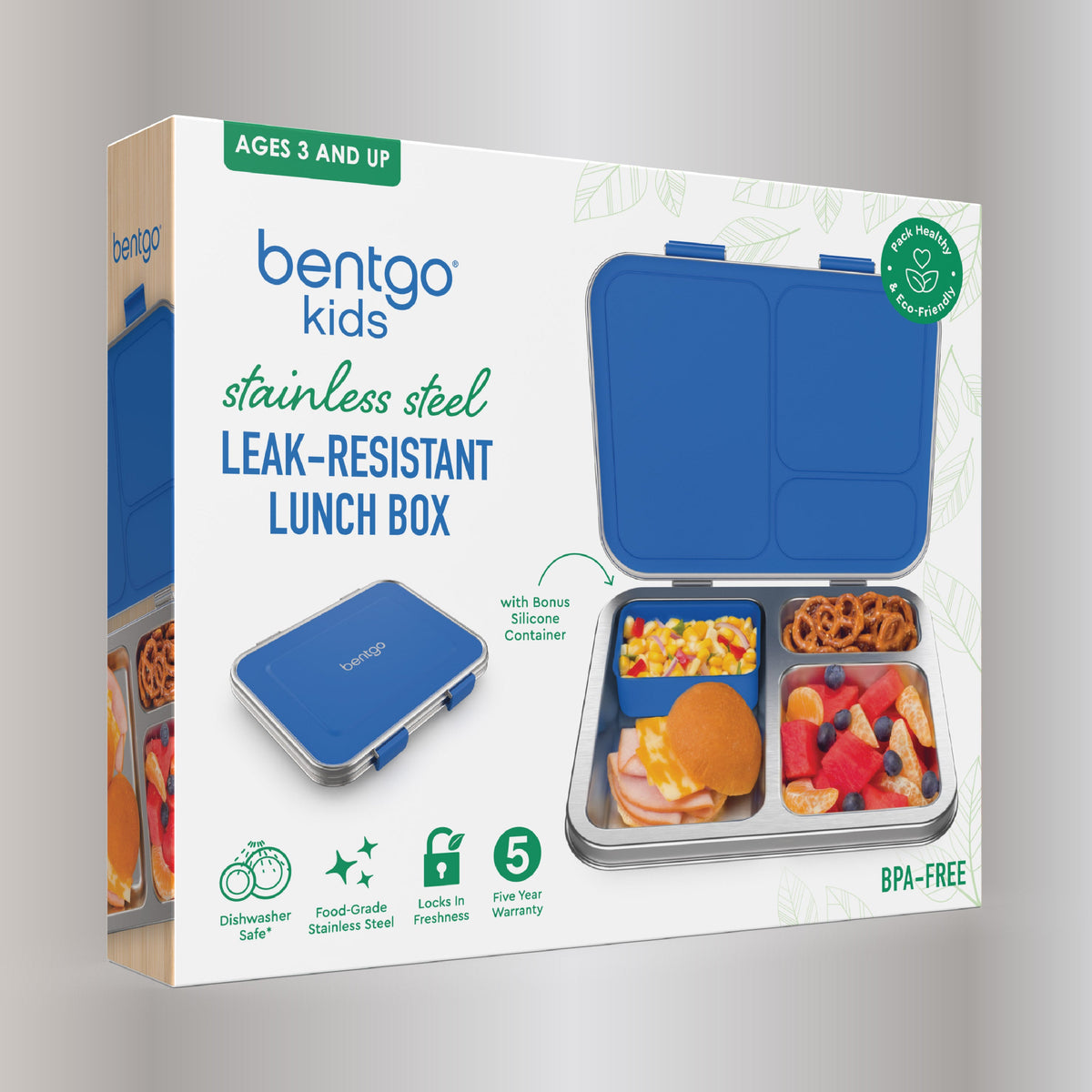 Bentgo Kids Stainless Steel Lunch Box - Blue | Packaging
