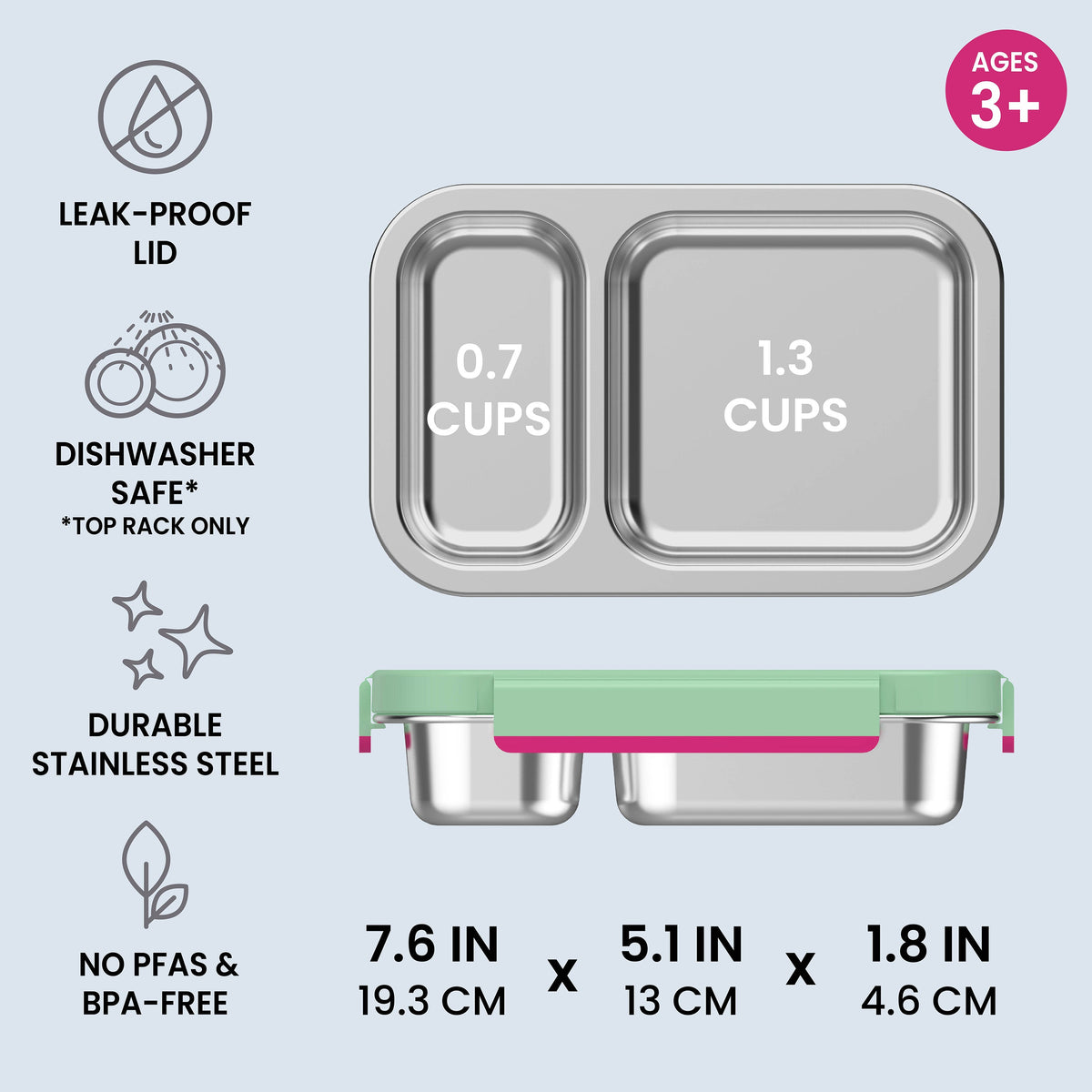 Bentgo Stainless Steel Snack Box - Strawberry | Leak-Proof Lid, Dishwasher Safe (Top Rack Only), Durable Stainless Steel, No PFAs & BPA-Free